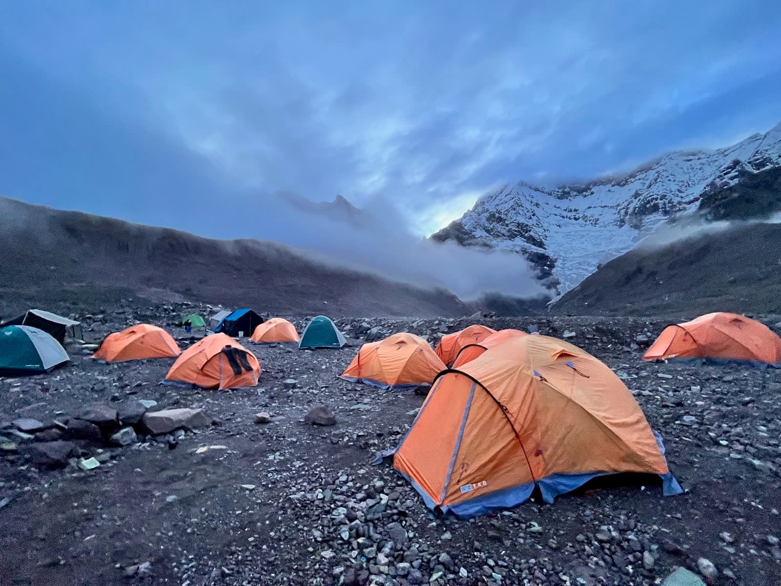 Camp in the sacred mountains of the Andes